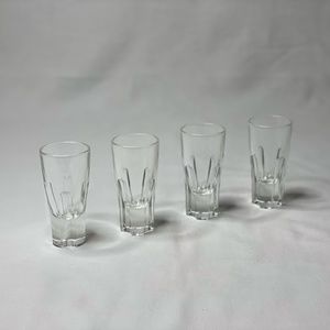 TALL CLEAR CUT DESIGN 3.5" SHOT GLASSES - ITALY Barware, Heavy Base - Set of 4